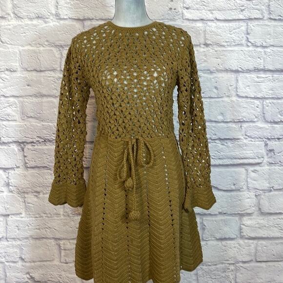 Handmade Dresses & Skirts - Vintage handmade OOAK crochet midi dress